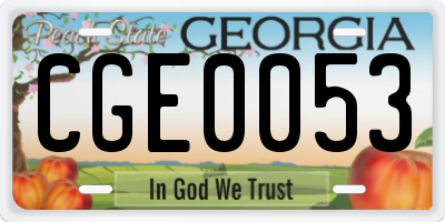 GA license plate CGE0053