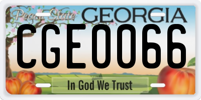 GA license plate CGE0066