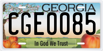 GA license plate CGE0085