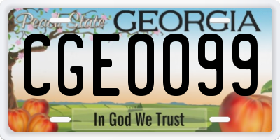 GA license plate CGE0099