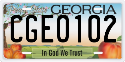 GA license plate CGE0102