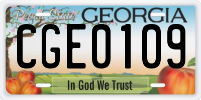 GA license plate CGE0109