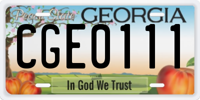 GA license plate CGE0111