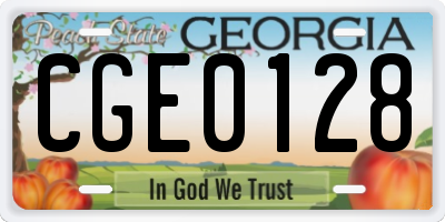 GA license plate CGE0128