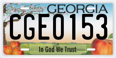 GA license plate CGE0153