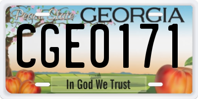 GA license plate CGE0171