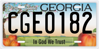 GA license plate CGE0182