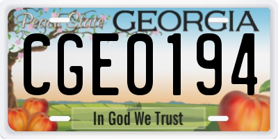 GA license plate CGE0194