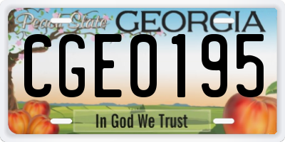 GA license plate CGE0195