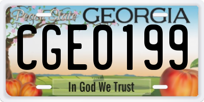 GA license plate CGE0199