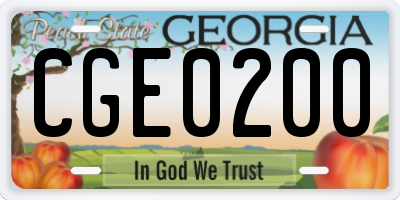 GA license plate CGE0200