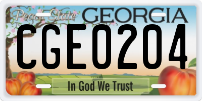 GA license plate CGE0204