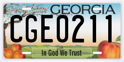 GA license plate CGE0211