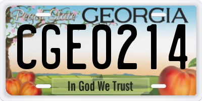 GA license plate CGE0214