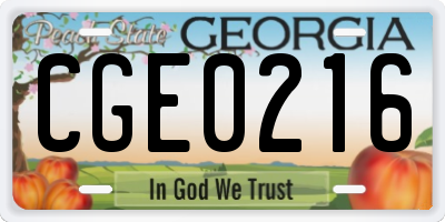 GA license plate CGE0216