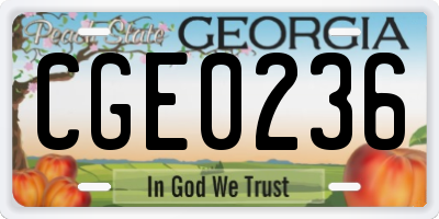 GA license plate CGE0236