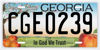 GA license plate CGE0239
