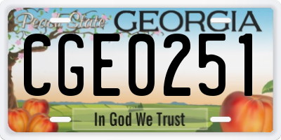 GA license plate CGE0251