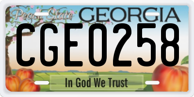 GA license plate CGE0258