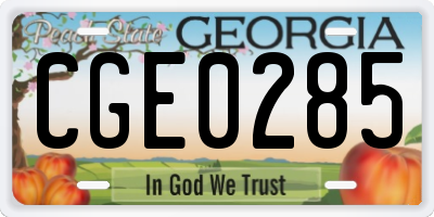 GA license plate CGE0285