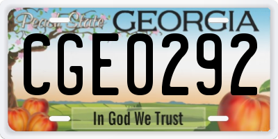 GA license plate CGE0292