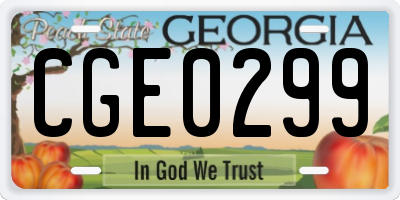 GA license plate CGE0299