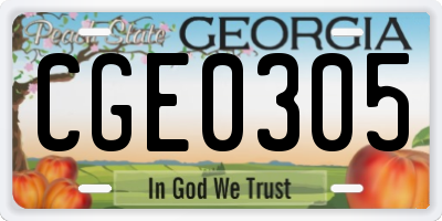 GA license plate CGE0305