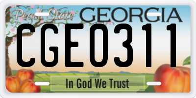 GA license plate CGE0311