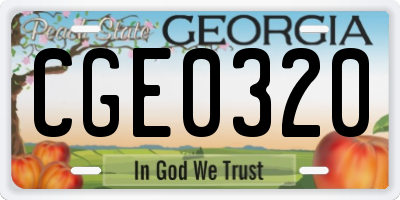 GA license plate CGE0320
