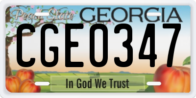 GA license plate CGE0347