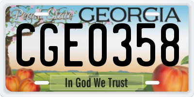 GA license plate CGE0358
