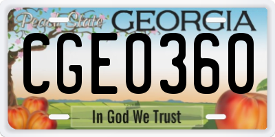 GA license plate CGE0360
