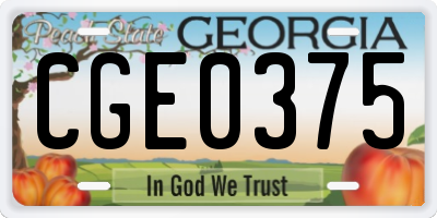 GA license plate CGE0375