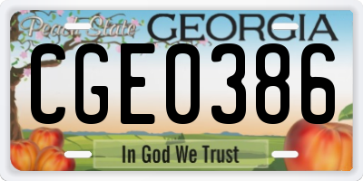 GA license plate CGE0386