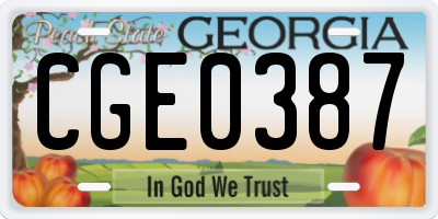 GA license plate CGE0387