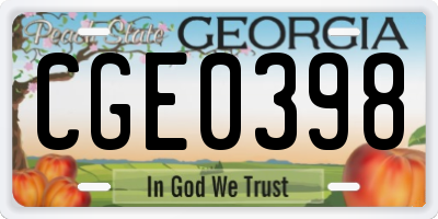 GA license plate CGE0398