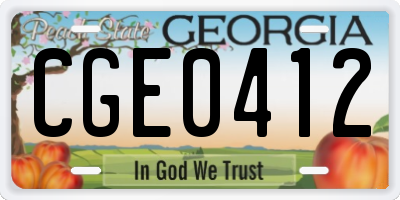 GA license plate CGE0412
