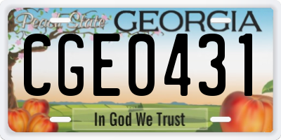 GA license plate CGE0431