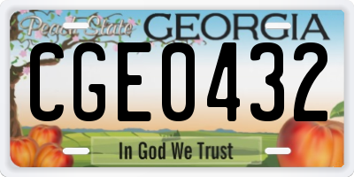GA license plate CGE0432
