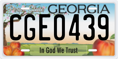 GA license plate CGE0439