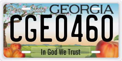 GA license plate CGE0460