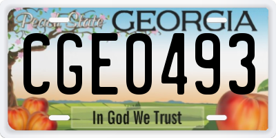 GA license plate CGE0493