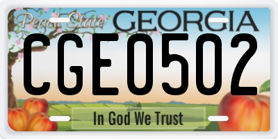 GA license plate CGE0502