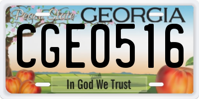GA license plate CGE0516