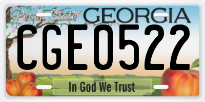 GA license plate CGE0522