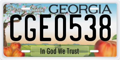 GA license plate CGE0538