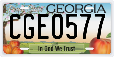 GA license plate CGE0577