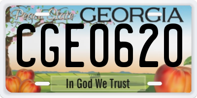 GA license plate CGE0620