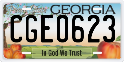 GA license plate CGE0623