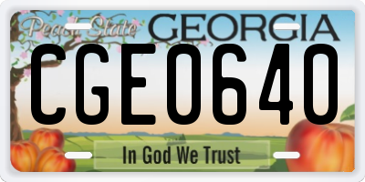 GA license plate CGE0640